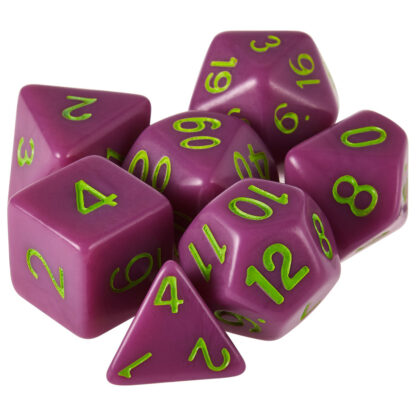 Set Of 7 Dice - Poxbringer - Solid Purple With Green Paint - Image 2