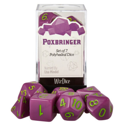 Set Of 7 Dice - Poxbringer - Solid Purple With Green Paint - Image 5