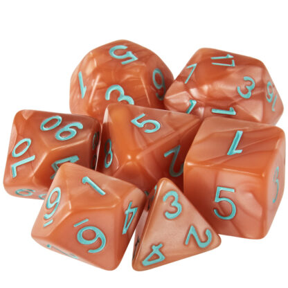 Set Of 7 Dice - Precursor's Legacy - Pearlized Copper With Green Paint - Image 2