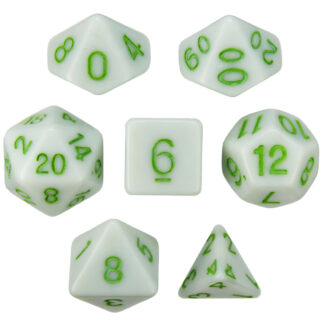 Set Of 7 Dice - Grave Moss - Solid Green With Green Paint
