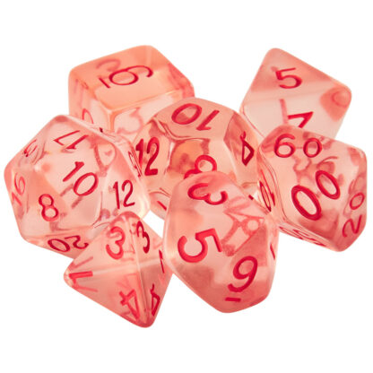 Set Of 7 Dice - Death Diamonds - Transparent Red With Red Paint - Image 2