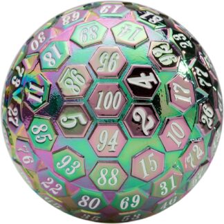 Giant Metal Polyhedral d100 Dice - 45mm (Prismatic Spray)