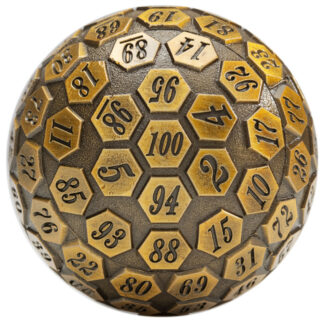 Giant Metal Polyhedral d100 Dice - 45mm (Ancient Gold)