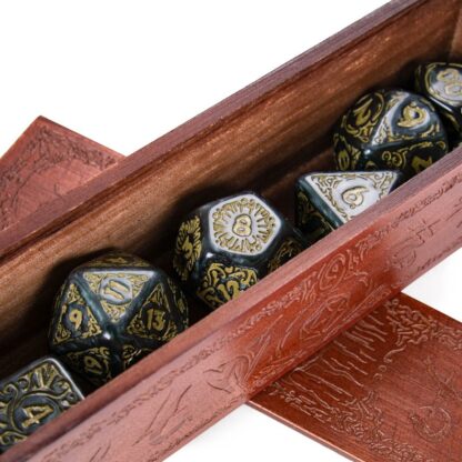 Titan Dice NYX - 7 Giant Polyhedral Dice Set - 25mm Jumbo Dice - Green Color with Purple Amethyst Numbers - Wooden Carrying Box - Image 7
