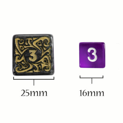 Titan Dice NYX - 7 Giant Polyhedral Dice Set - 25mm Jumbo Dice - Green Color with Purple Amethyst Numbers - Wooden Carrying Box - Image 3