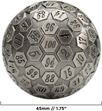 Orb of Predestined Fate: Ancient Silver - Giant Metal Polyhedral d100 Dice - Image 3