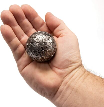 Orb of Predestined Fate: Ancient Silver - Giant Metal Polyhedral d100 Dice - Image 2