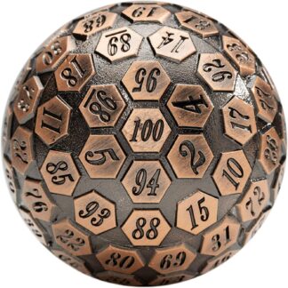 Orb of Predestined Fate: Ancient Copper - Giant Metal Polyhedral d100 Dice
