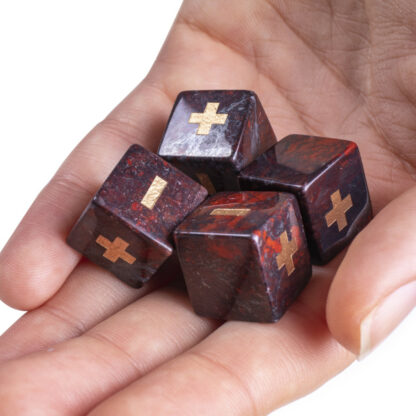 Handmade Stone Fudge Dice, Poppy Jasper, 4-Pack - Image 3