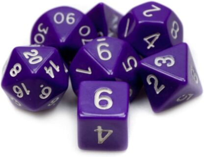 7 Die Polyhedral Dice Set - Solid Purple with Velvet Pouch - Image 2