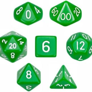 7 Die Polyhedral Dice Set - Solid Green with Velvet Pouch