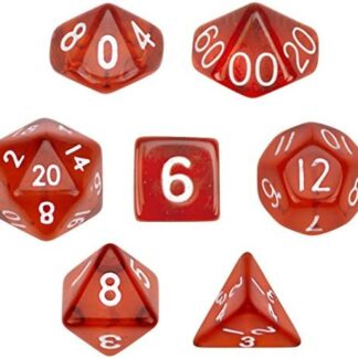 7 Die Polyhedral Dice Set - Translucent Red with Velvet Pouch