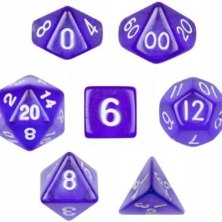 7 Die Polyhedral Dice Set - Translucent Purple with Velvet Pouch