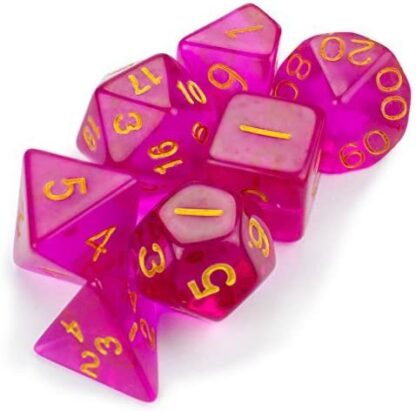 7 Die Polyhedral Dice Set - Faerie Fire (Translucent Hot Pink) - Image 2