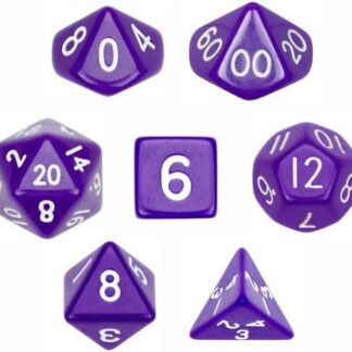 7 Die Polyhedral Dice Set - Solid Purple with Velvet Pouch
