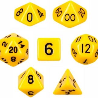 7 Die Polyhedral Dice Set - Solid Yellow with Velvet Pouch