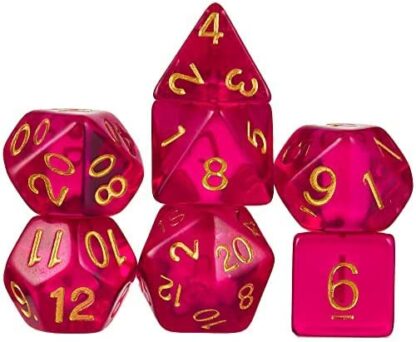 7 Die Polyhedral Dice Set - Faerie Fire (Translucent Hot Pink)