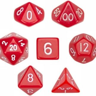 7 Die Polyhedral Dice Set - Solid Red with Velvet Pouch