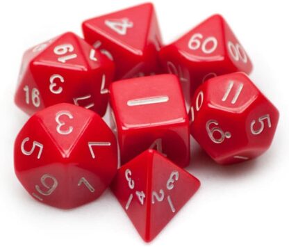 7 Die Polyhedral Dice Set - Solid Red with Velvet Pouch - Image 2