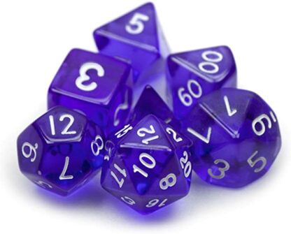 7 Die Polyhedral Dice Set - Translucent Purple with Velvet Pouch - Image 2