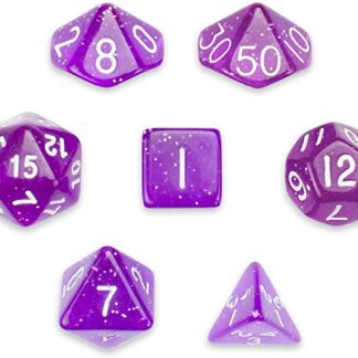 7 Die Polyhedral Dice Set - Arcane Aura (Purple Glitter) with Velvet Pouch