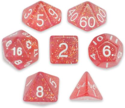 7 Die Polyhedral Dice Set - Royal Bubblegum (Pink Glitter) with Velvet Pouch