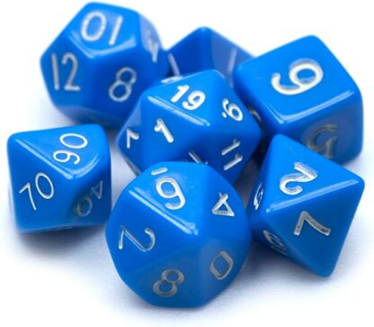 7 Die Polyhedral Dice Set - Solid Blue with Velvet Pouch - Image 2