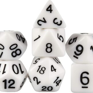 7 Die Polyhedral Dice Set - Solid White with Velvet Pouch