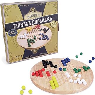 Natural Wood Chinese Checkers with Wooden Marbles by Brybelly