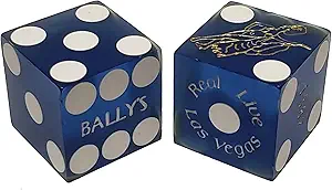 Pair (2) of Official 19mm Casino Dice Used at Bally's Casino Blue