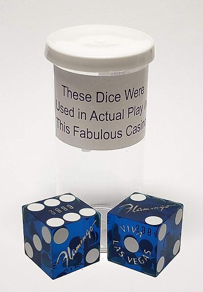 Pair (2) of Flamingo 19 MM Official Casino Dice Blue - Image 3