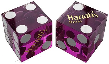 Pair (2) of Harrah's 19 MM Official Casino Dice Purple