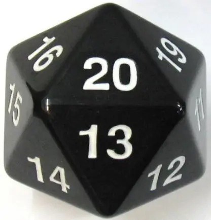 55mm Countdown D20 Dice (Black)