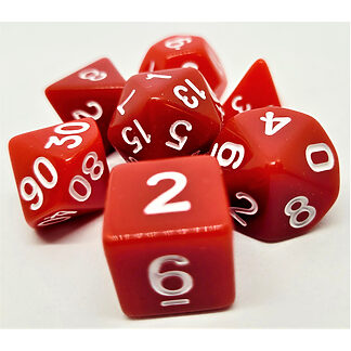 Set Of 7 Dice -  opaque red