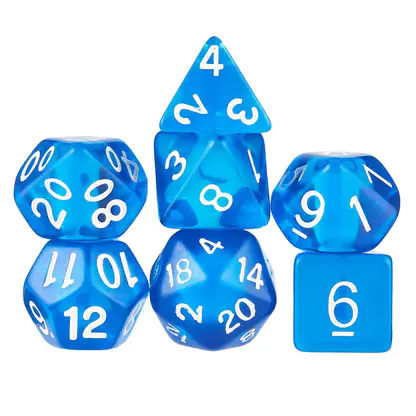 Wiz Dice Polyhedral Dice Set, Translucent Blue