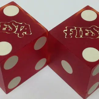 Pair (2) of Official 19mm Casino Dice Used at Fiesta Casinos Red