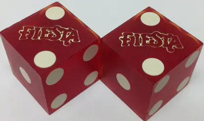 Pair (2) of Official 19mm Casino Dice Used at Fiesta Casinos Red