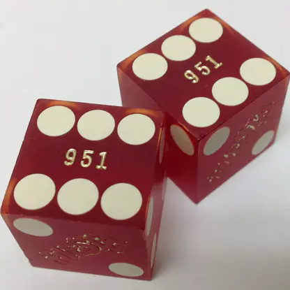 Pair (2) of Official 19mm Casino Dice Used at Fiesta Casinos Red - Image 2